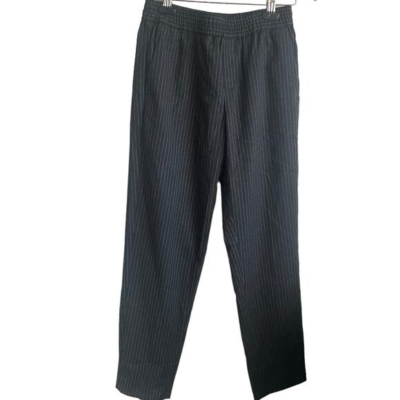 Banana Republic Women Pants 4 Black Pin Stripe Rayon Elastic Waist Office Work - Picture 3 of 8